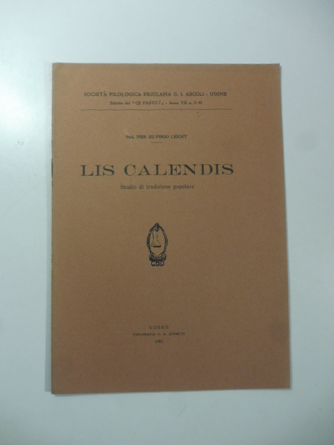 Lis calendis. Studio di tradizione popolare