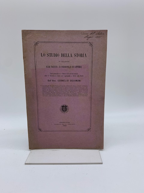 Lo studio della storia in relazione alla Facolta' di Filosofia …