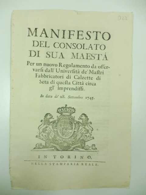 MANIFESTO DEL CONASOLATO DI SUA MAESTA'. Per un nuovo regolamento …