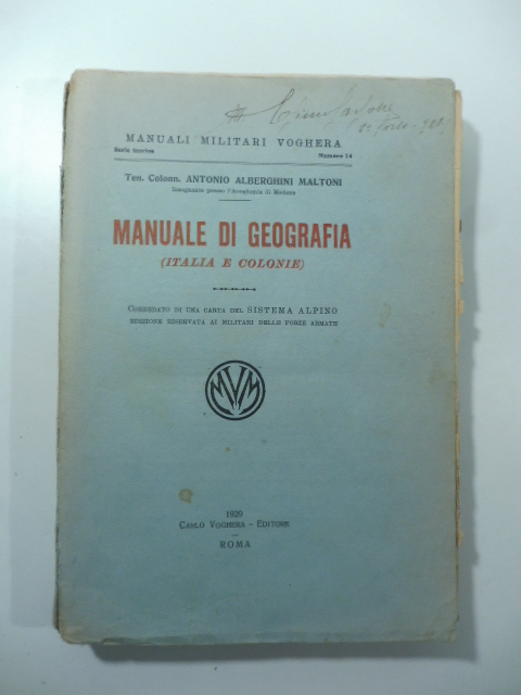 Manuale di geografia (Italia e colonie)