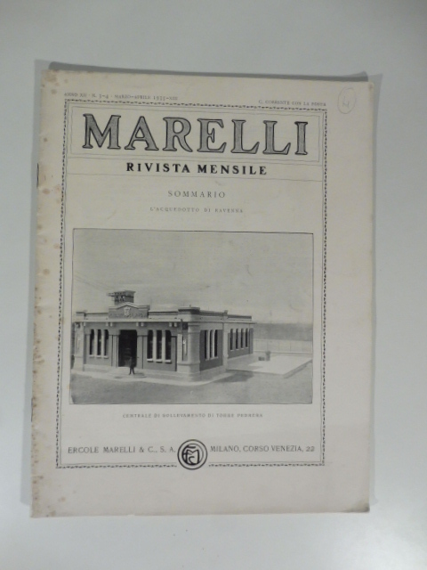 Marelli. Rivista mensile, num. 3-4, marzo-aprile 1935. L'acquedotto di Ravenna