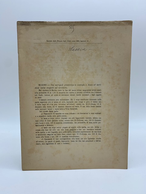 Marino. Una necropoli preistorica in contrada S. Rocco ed iscrizioni …