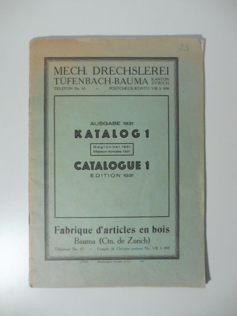 Mech. Drechslerei Tufenbach-bauma. Katalog 1. Fabrique d'articles en bois