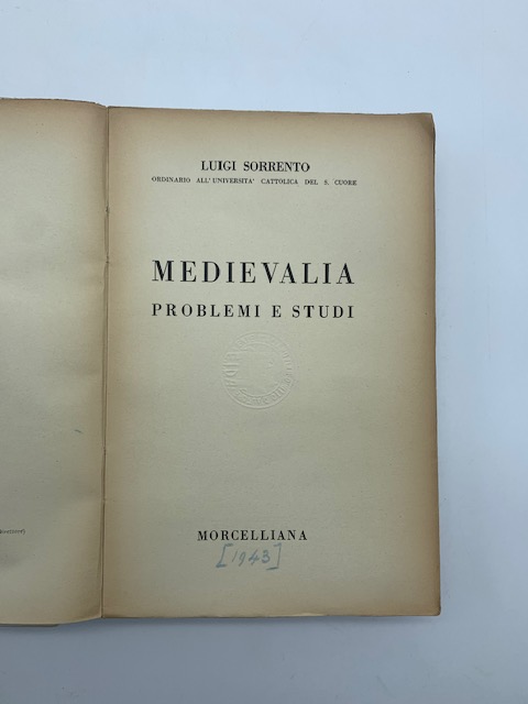 Medievalia problemi e studi