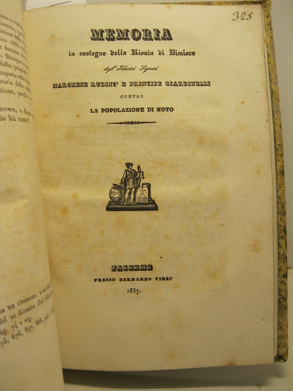 Memoria in sostegno della risaia di Bimisca degl'illustri signori Marchese …