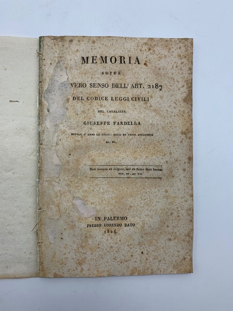 Memoria sopra il vero senso dell'art. 2187 del Codice leggi …