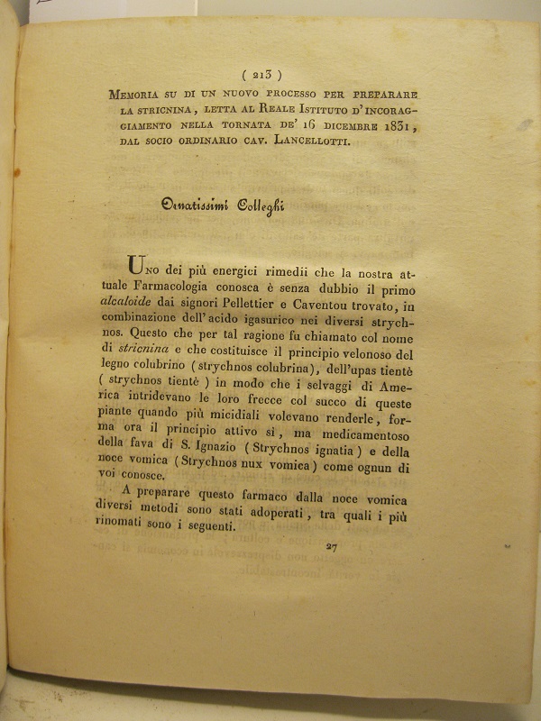 Memoria su di un nuovo processo per preparare la stricnina.
