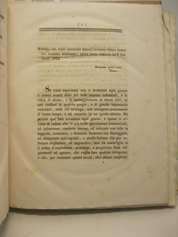 Memoria sul calcolo economico