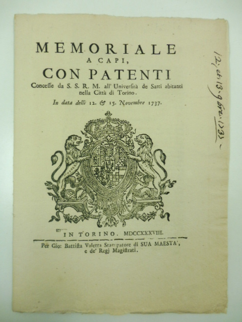 MEMORIALE A CAPI CON PATENTI CONCESSE DA S.S.R.M. ALL'UNIVERSITa' DE …