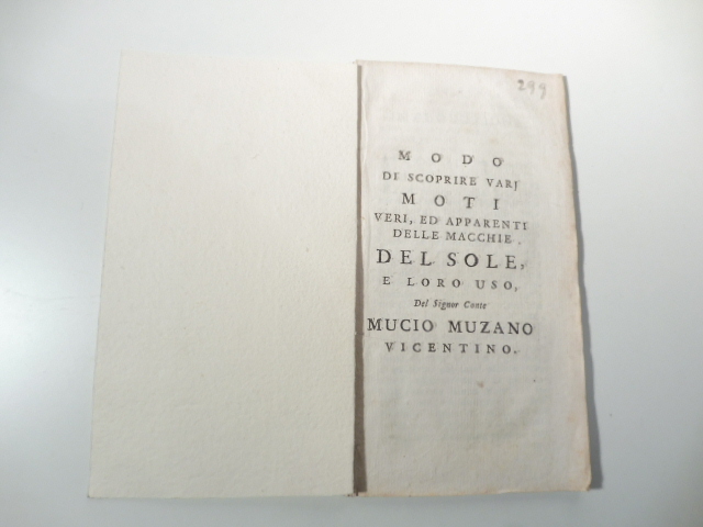 Modo di scoprire varj moti veri ed apparenti delle macchie …