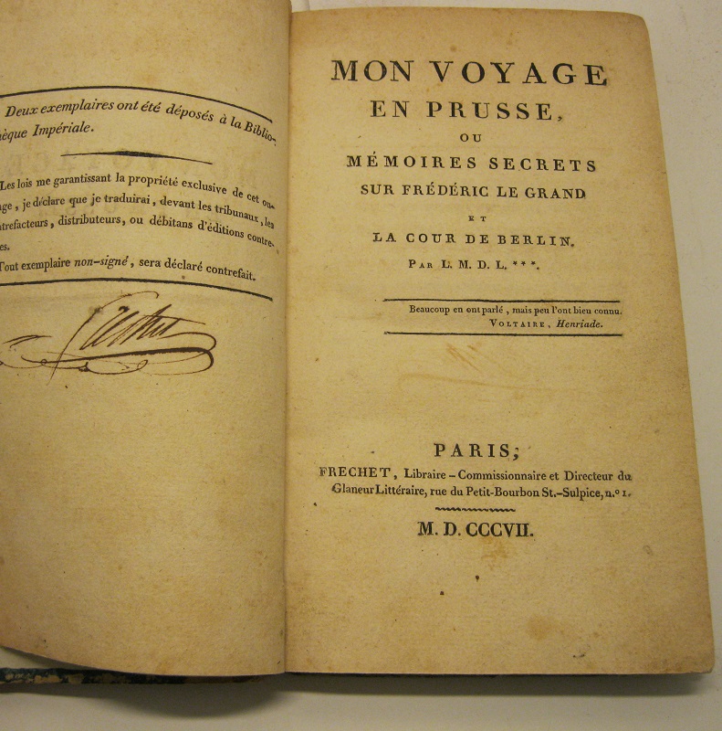 Mon voyage en prusse ou me'moires secrets sur Fre'deric Le …