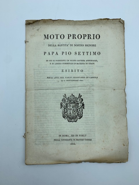 Moto proprio della Santita' di nostro Signore papa Pio Settimo …
