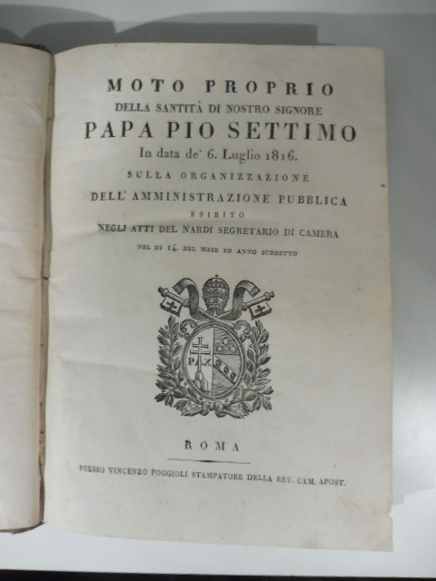 Moto proprio della Santita' di Nostro Signore Papa Pio Settimo. …