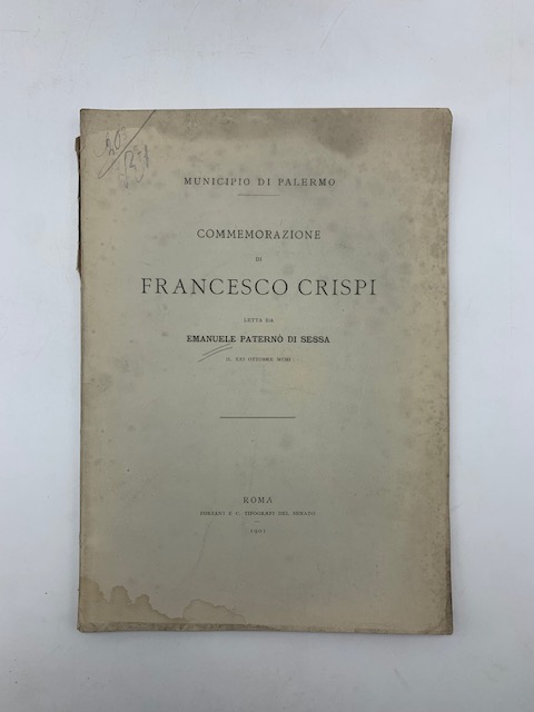 Municipio di Palermo. Commemorazione di Francesco Crispi