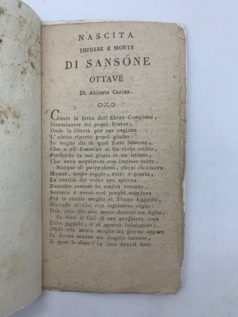 Nascita imprese e morte di Sansone. Ottave