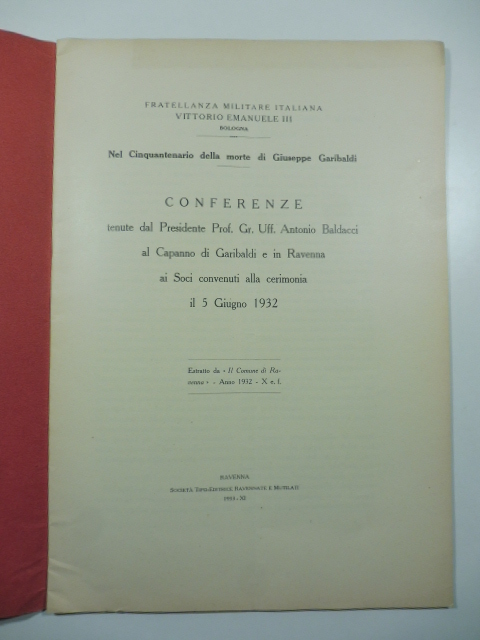 Nel cinquantenario della morte di Giuseppe Garibaldi. Conferenze tenute al …
