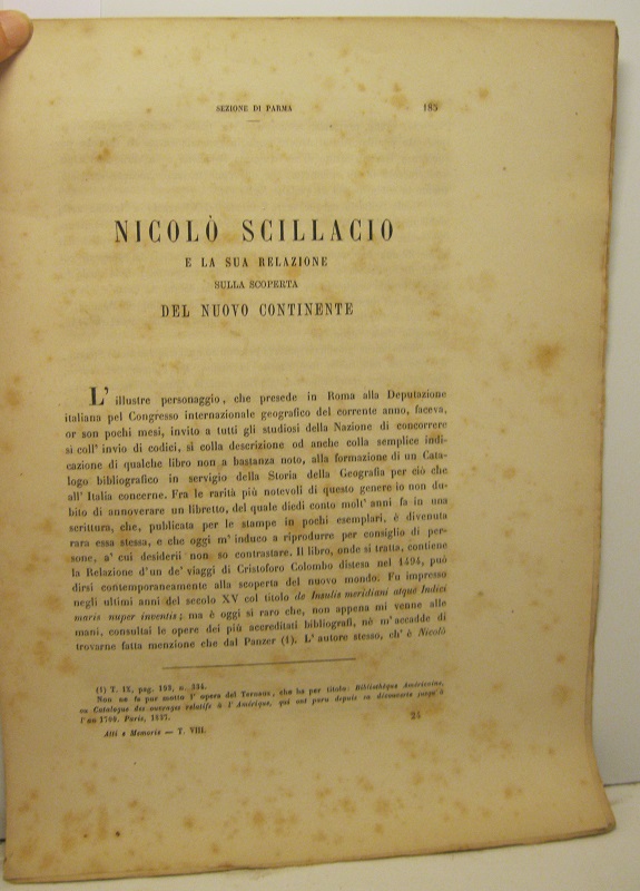 Nicolo' Scillacio e la sua relazione sulla scoperta del nuovo …