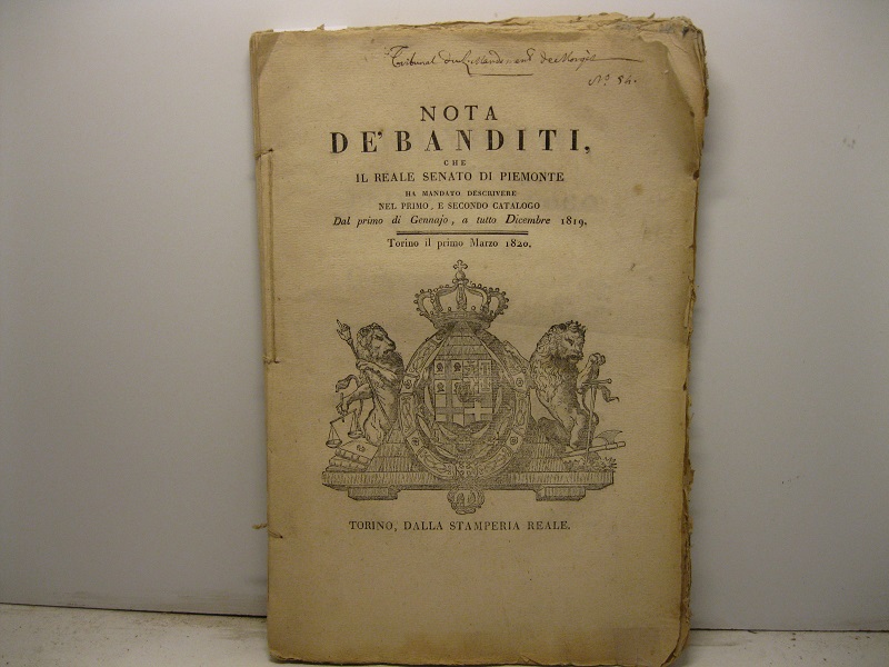 Nota de' banditi che il Reale Senato di Piemonte ha …