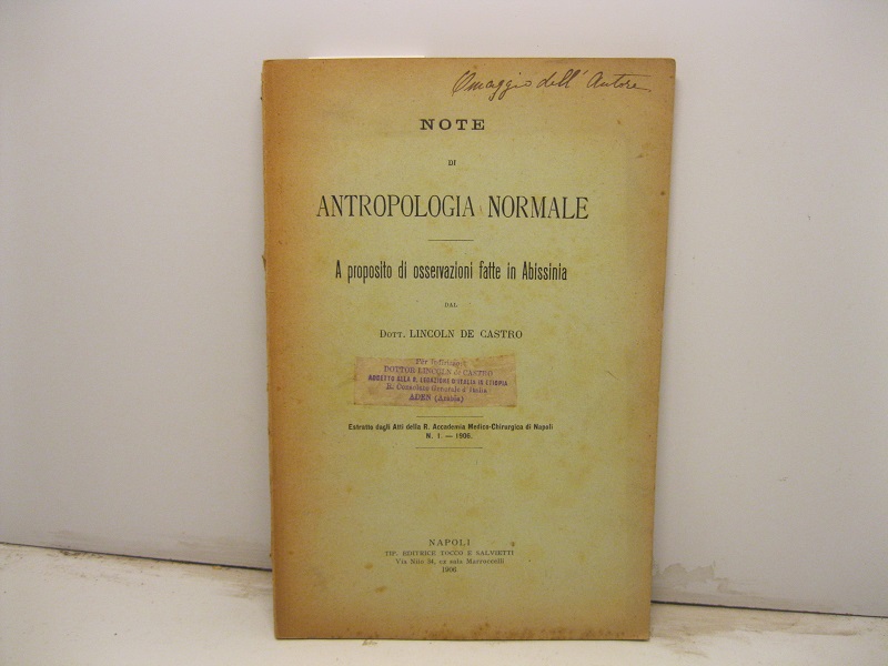 Note di Antropologia normale. A proposito di osservazioni fatte in …