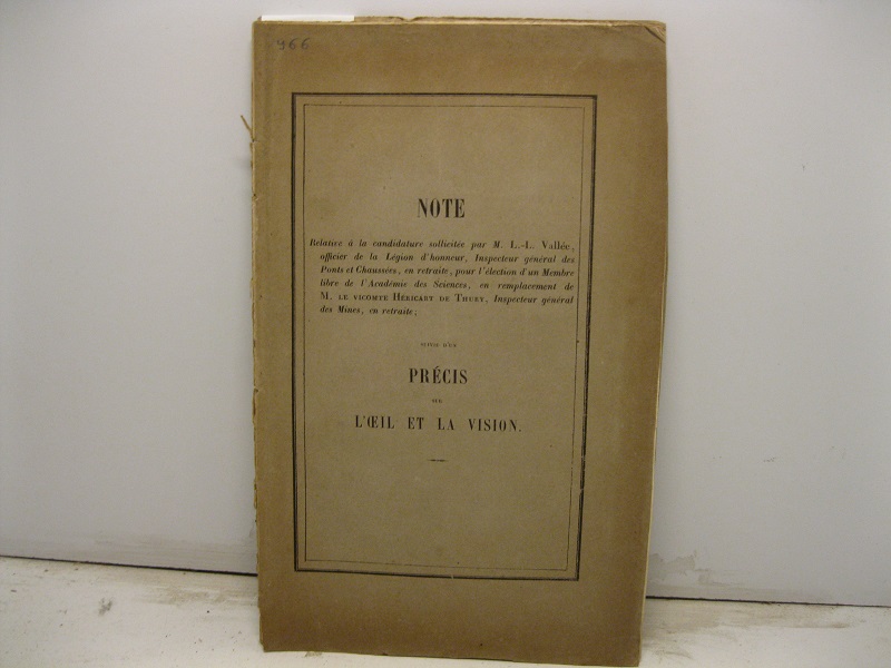 Note relative a' la candidature sollicite'e par M. L.-L. Valle'e …