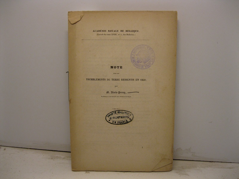 Note sur les tremblements de terre ressentis en 1850