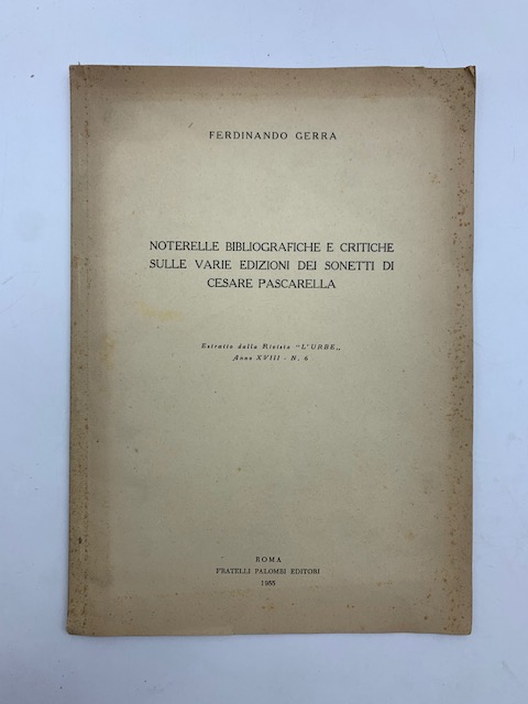 Noterelle bibliografiche e critiche sulle varie edizioni dei sonetti di …