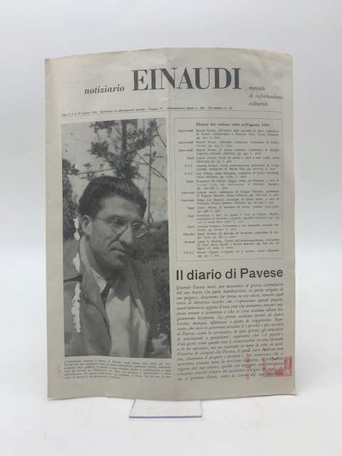 Notiziario Einaudi, anno I, n. 4, 31 agosto 1952. Mensile …