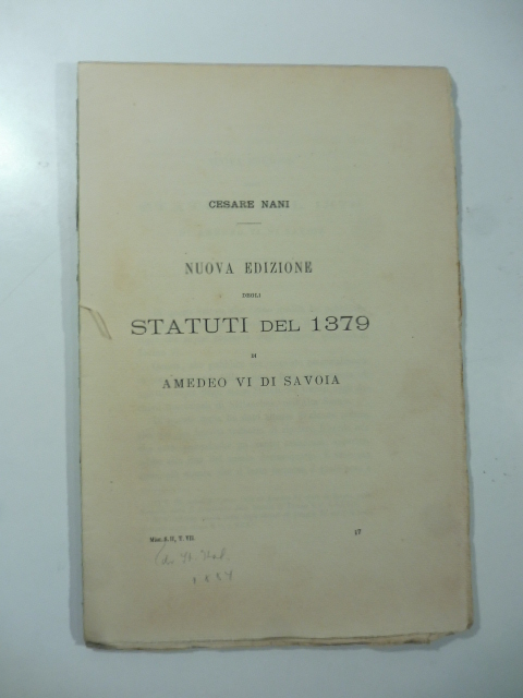 Nuova edizione degli Statuti del 1379 di Amedeo VI di …