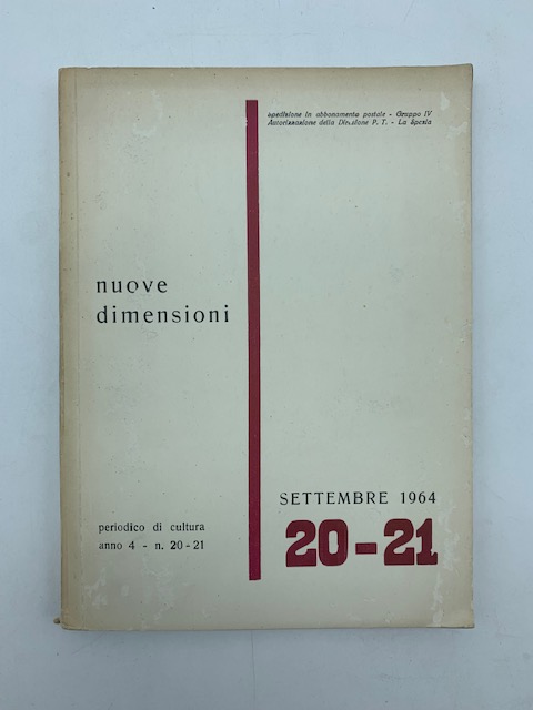 Nuove dimensioni. Periodico di cultura, anno IV, numero 20-21, settembre …