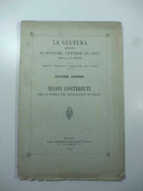 Nuovi contributi per la storia del Cinquecento in Italia