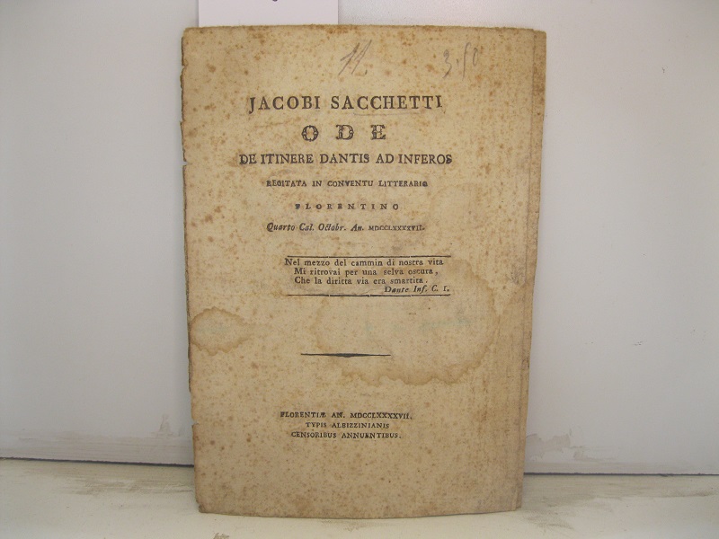 Ode de itinere Dantis ad inferos recitata in conventu litterario …