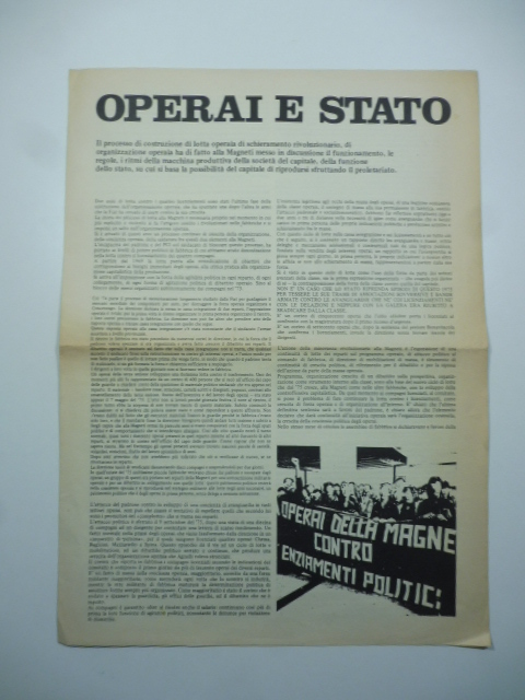 Operai e stato. Il processo di costruzione di lotta operaia.alla …