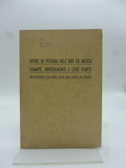Opere di pittura dell'800 ed antica. Stampe, arredamenti e cose …