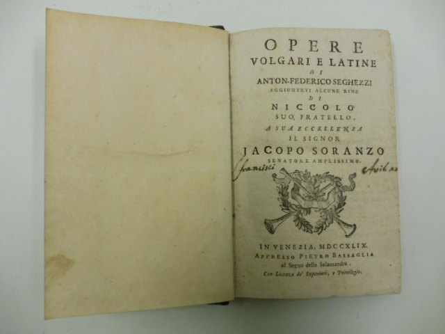 Opere volgari e latine aggiuntevi alcune rime di Niccolo' suo …