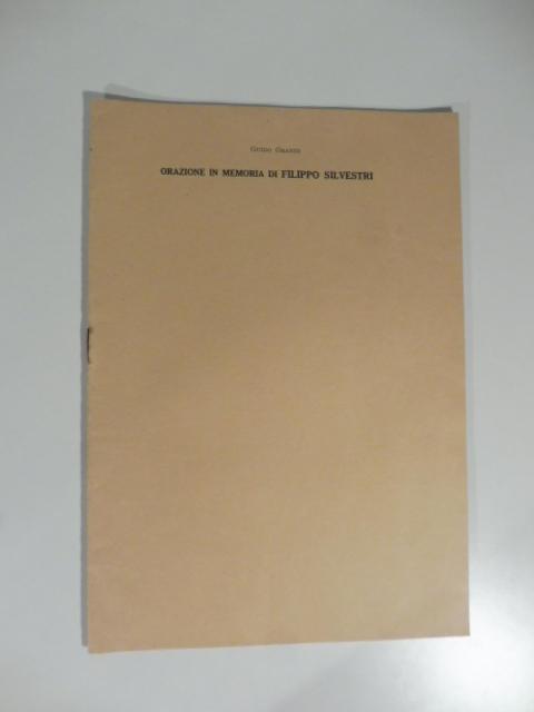 Orazione in memoria di Filippo Silvestri