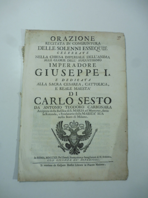 Orazione recitata in congiuntura delle solenni essequie celebrate nella Chiesa …