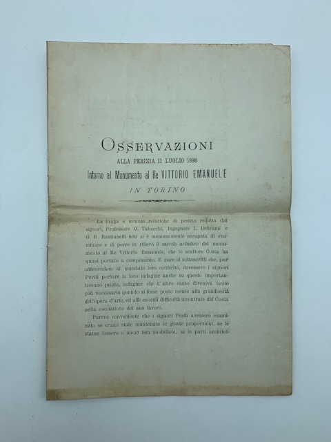 Osservazioni alla perizia 11 luglio 1898 intorno al Monumento al …