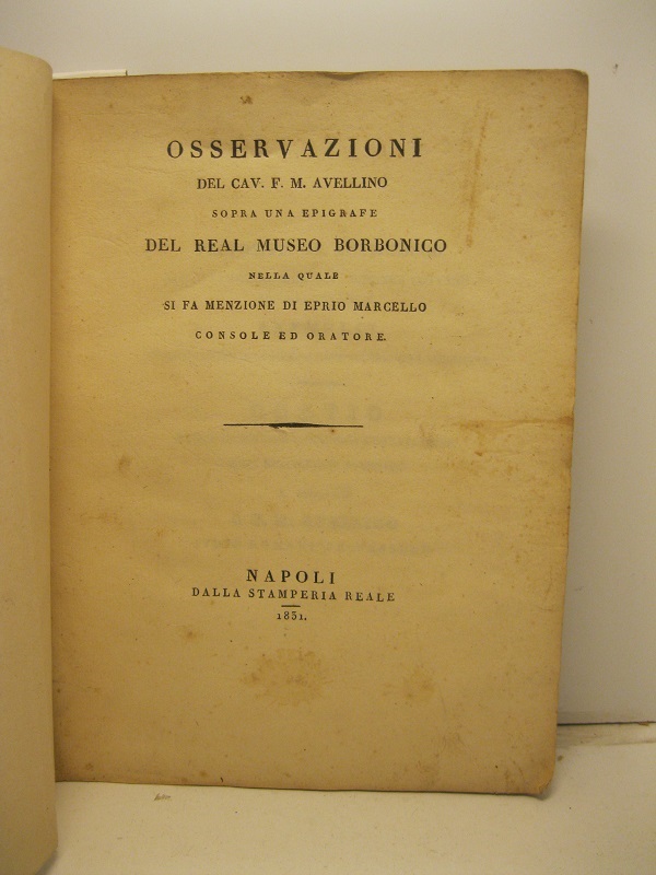 Osservazioni del Cav. F.M.A. sopra una epigrafe del Real Museo …