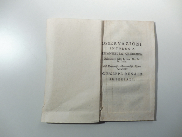Osservazioni intorno a Emanuello Grisolora ristoratore delle Lettere Greche in …