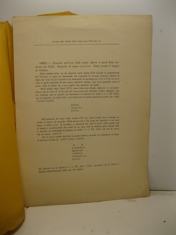 Ostia. Ricerche nell'area delle tombe. Sterro a nord della Caserma …