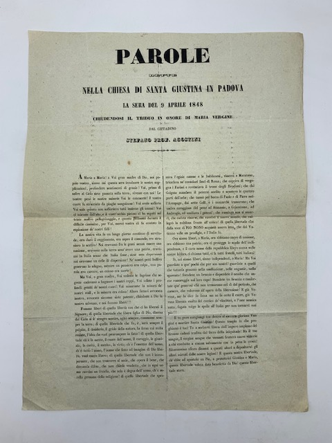 Parole dette nella chiesa di Santa Giustina in Padova la …