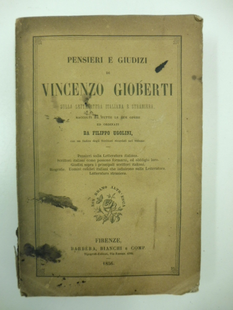 Pensieri e giudizi di Vincenzo Gioberti sulla letteratura italiana e …