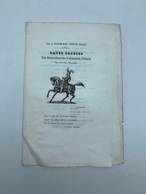 Per la riunione degli scienziati italiani in Torino. Canto saffico …