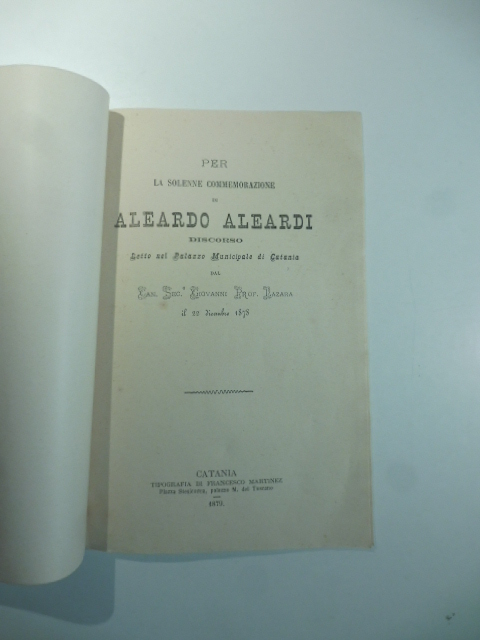 Per la solenne commemorazione di Aleardo Aleardi. Discorso letto nel …