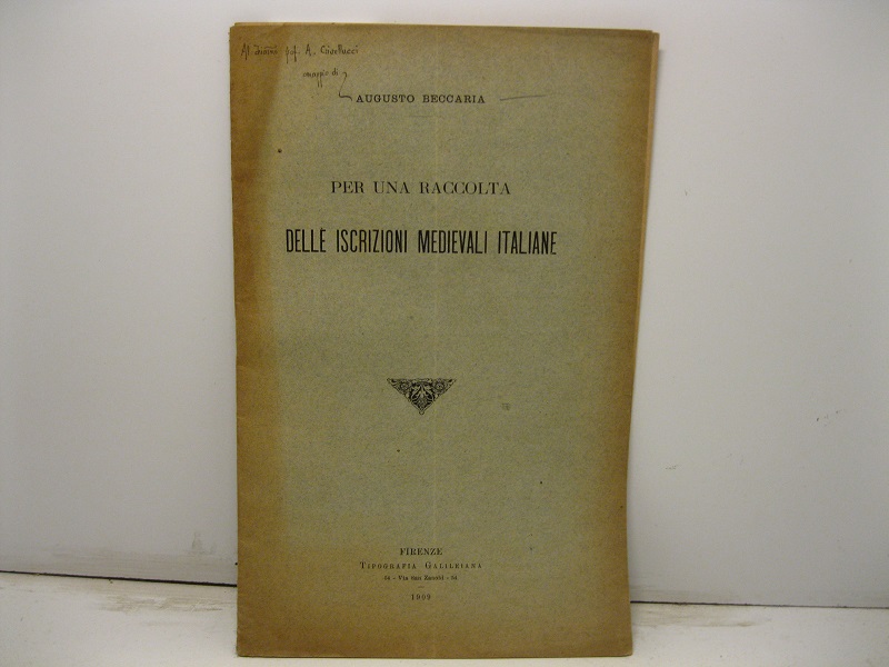 Per una raccolta delle iscrizioni medievali italiane