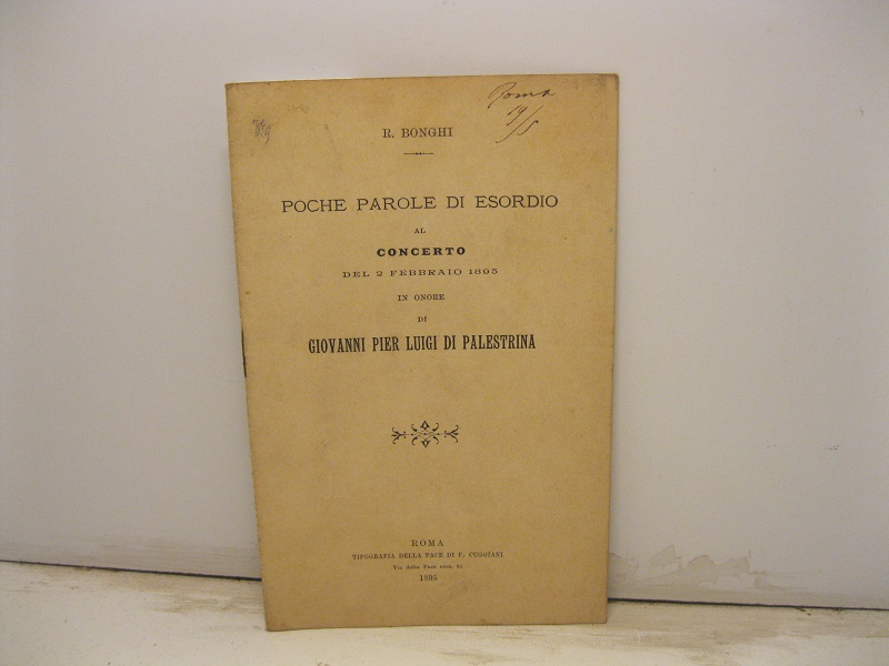 Poche parole di esordio al concerto del 2 febbraio 1895 …