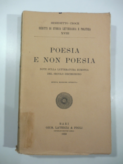 Poesia e non poesia. Note sulla letteratura europea del secolo …