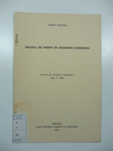 Politica dei redditi ed equilibrio economico