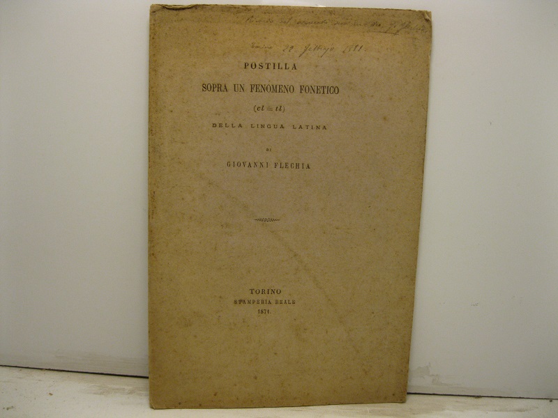 Postilla sopra un fenomeno fonetico (cl = tl) della lingua …