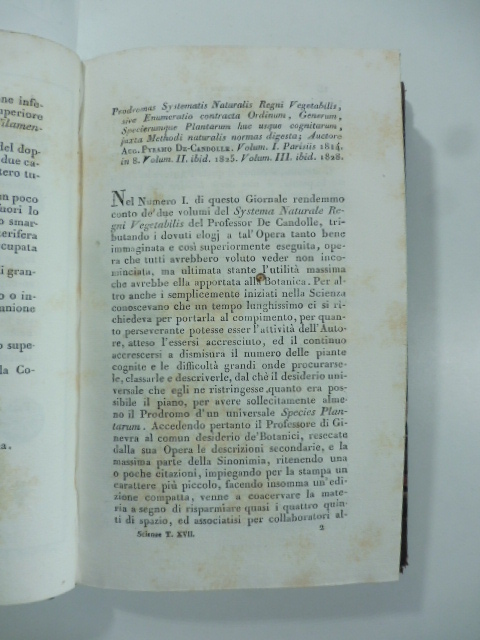 Prodromus systematis naturalis regni vegetabilis.Auctore Aug. Pyramo De Candolle.(Stralcio da: …
